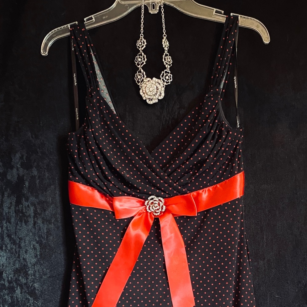 New Women’s ‘MY MICHELLE’ Red Polka Dot Slip-On Dress, Size Small